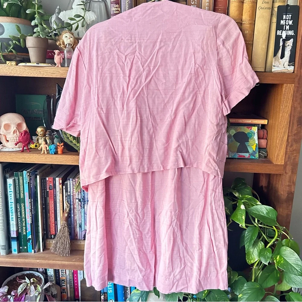 Vintage Pink Two-Piece Pencil Skirt Set